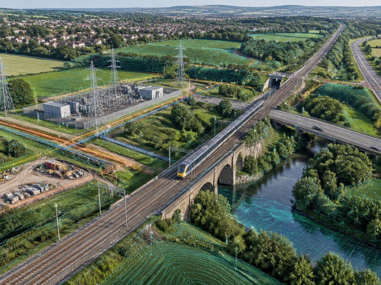 Geospatial survey data aligned across UK rail and infrastructure corridors