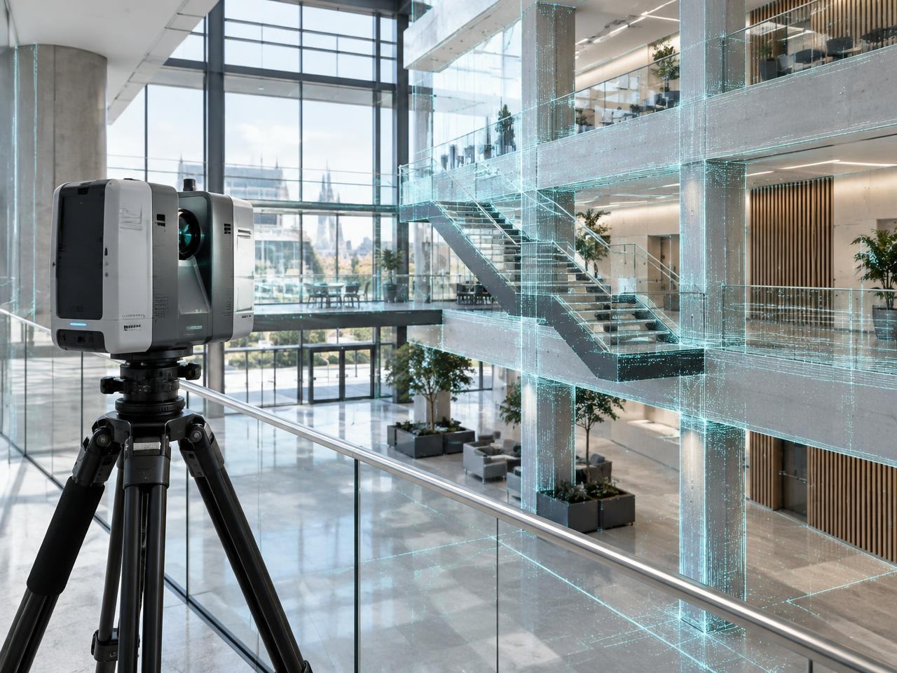 Terrestrial laser scanner capturing a complex industrial plant environment