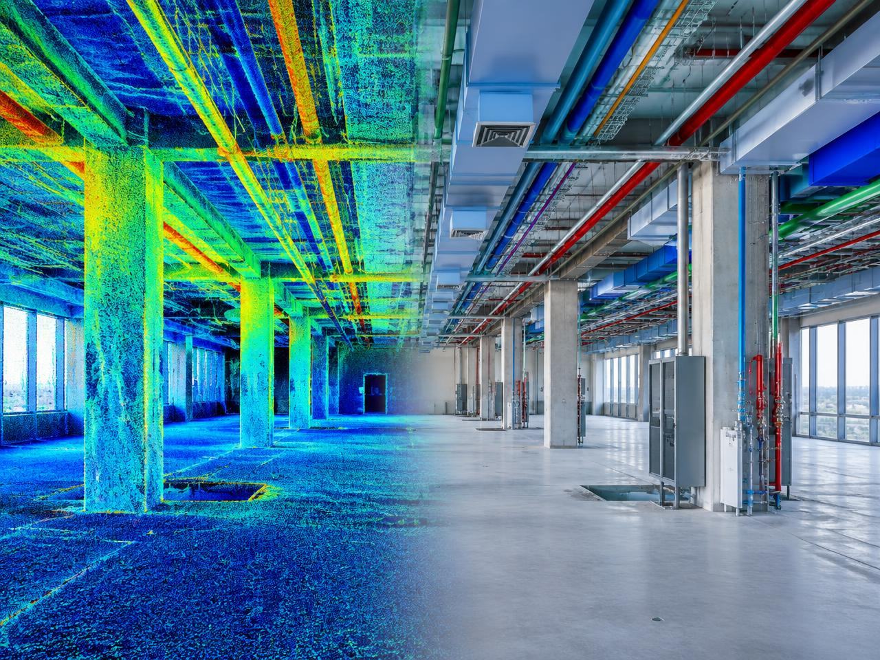 Point-cloud survey transitioning into a coordinated architectural and MEP BIM model