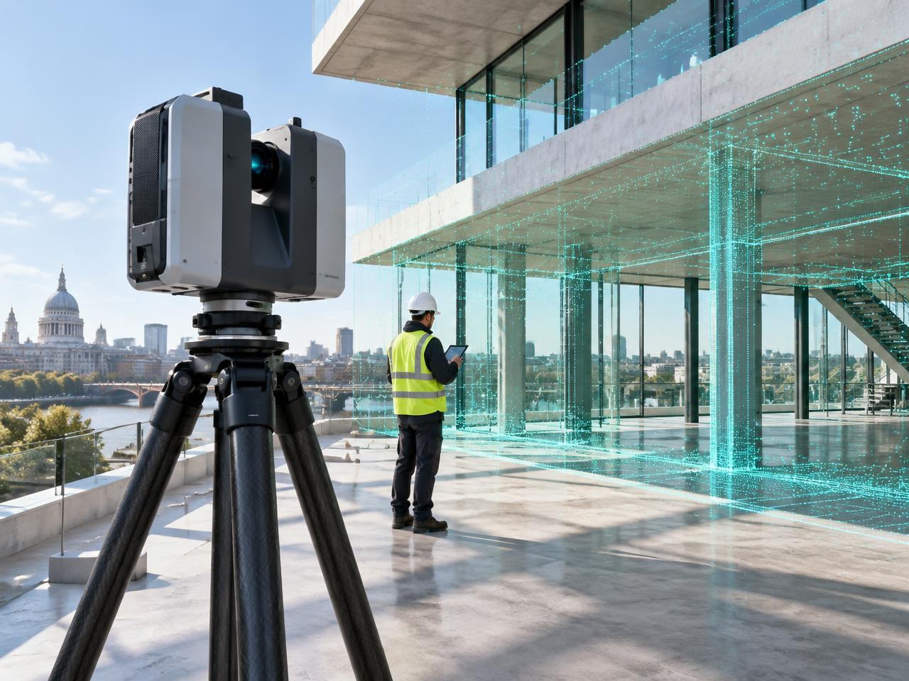 Terrestrial laser scanning equipment capturing a detailed built environment